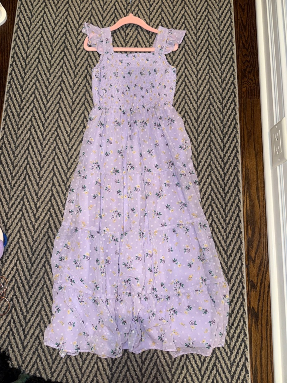 Rare Editions Lavender Floral Smocked Spring Summer Dress